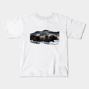 Bear taking a swim Kids T-Shirt